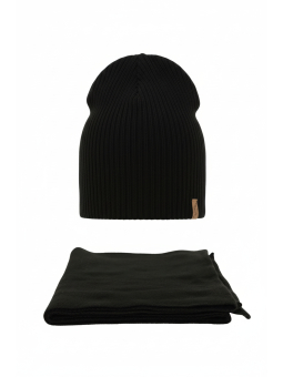 Ensemble d’Hiver Femme – Bonnet et Écharpe, Noir Fena