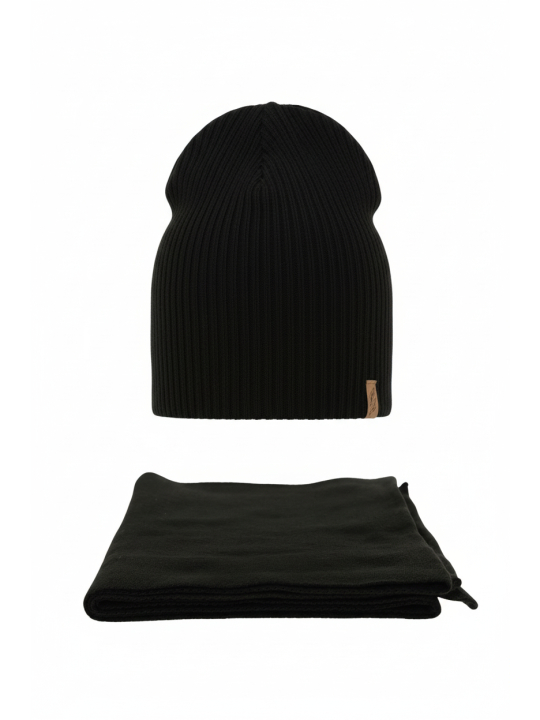 Ensemble d’Hiver Femme – Bonnet et Écharpe, Noir Fena