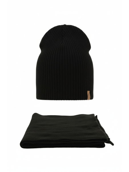 Ensemble d’Hiver Femme – Bonnet et Écharpe, Noir Fena