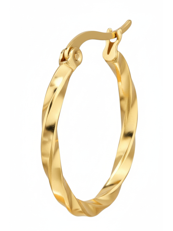 Curved Wire Stainless Steel Gold Color Hoops with French Lock