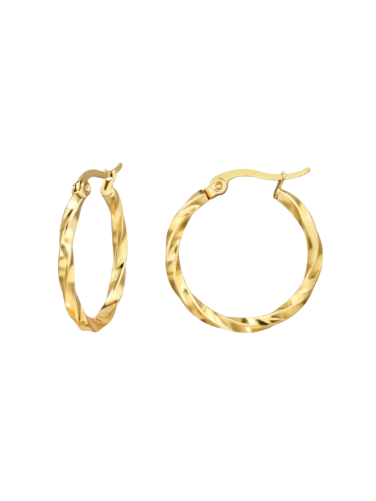 Curved Wire Stainless Steel Gold Color Hoops with French Lock