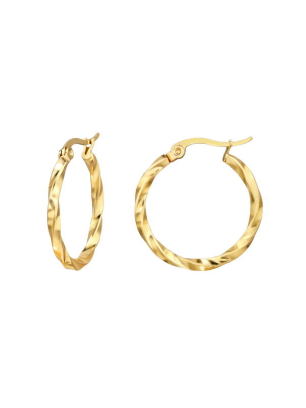 Curved Wire Stainless Steel Gold Color Hoops with French Lock
