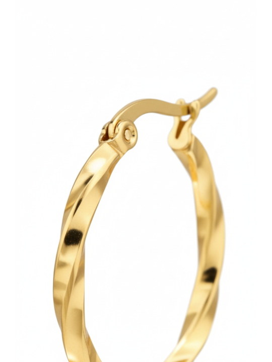 Curved Wire Stainless Steel Gold Color Hoops with French Lock