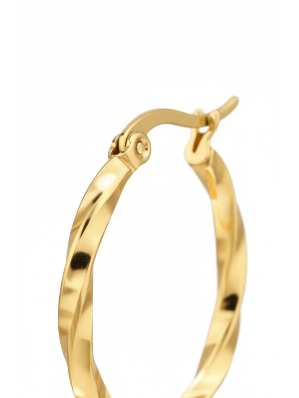 Curved Wire Stainless Steel Gold Color Hoops with French Lock