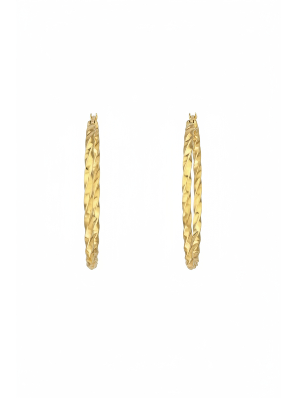Maxte SEG-1623-GD Goldfarbene Gedrehte Edelstahl-Creolen | Diademita