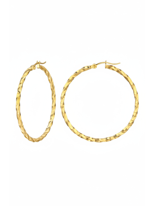 Maxte SEG-1623-GD Twisted Wire Gold Stainless Steel Hoops | Diademita