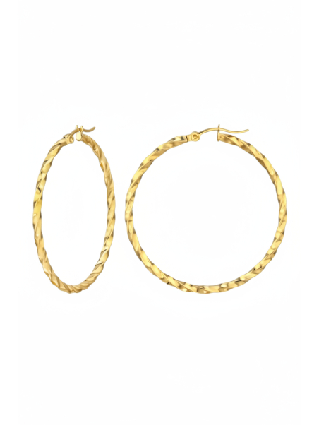 Maxte SEG-1623-GD Twisted Wire Gold Stainless Steel Hoops | Diademita