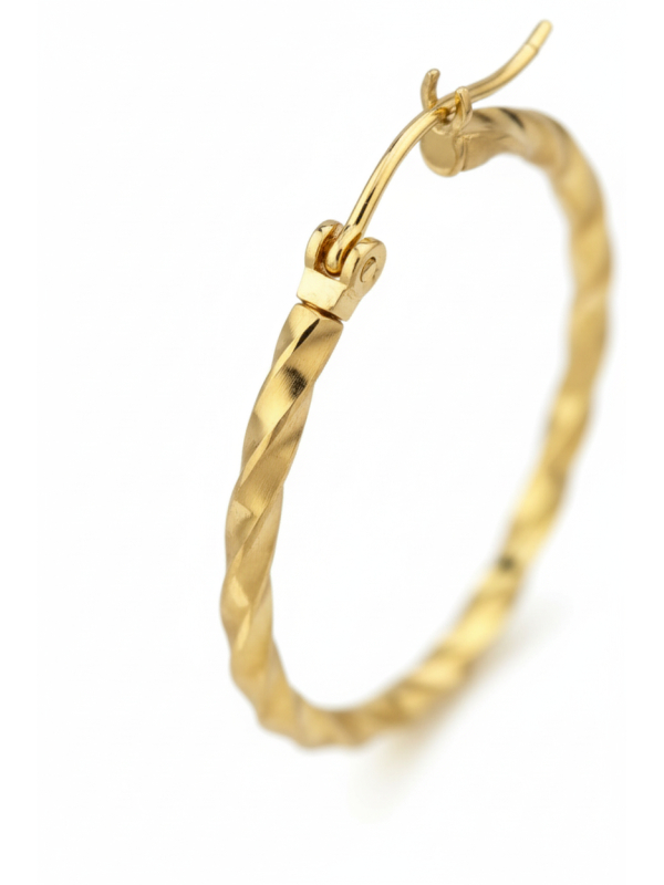 Maxte SEG-1623-GD Goldfarbene Gedrehte Edelstahl-Creolen | Diademita
