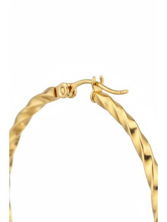Maxte SEG-1623-GD Twisted Wire Gold Stainless Steel Hoops | Diademita