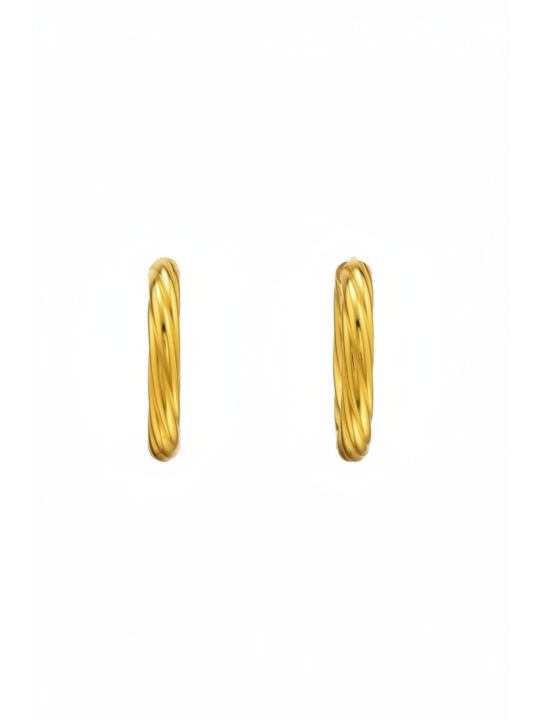 Maxte SEG-1617-GD Twisted Stainless Steel Gold Huggie… | Diademita