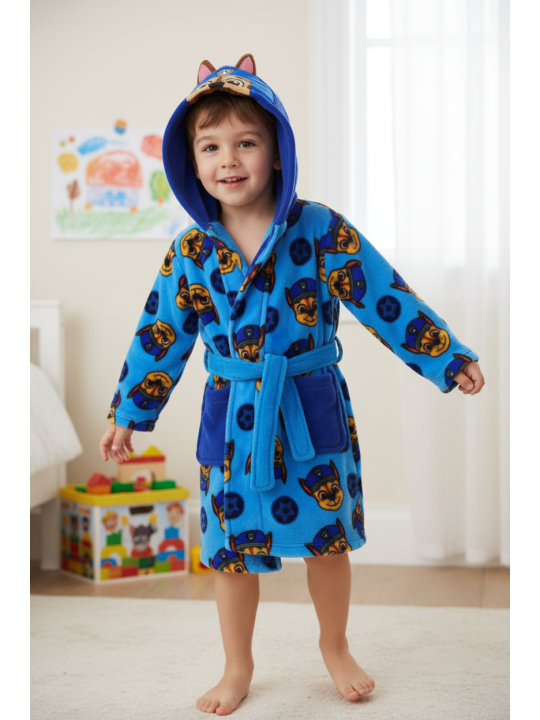 Paw Patrol Chase Kids Hooded Fleece Bathrobe