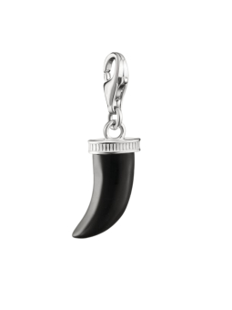Silberanhänger Charm Zahn Obsidian Original – Schwarz