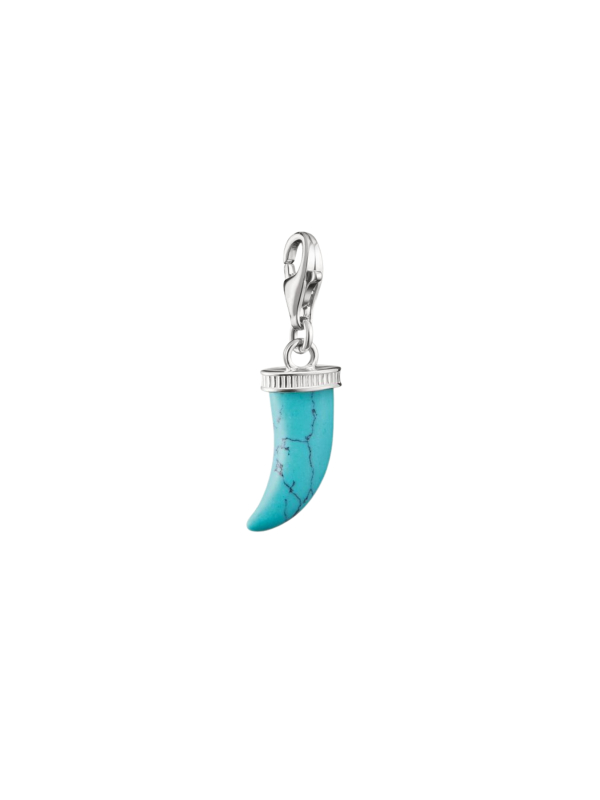 Pendentif Charm Dent Turquoise Original en Argent
