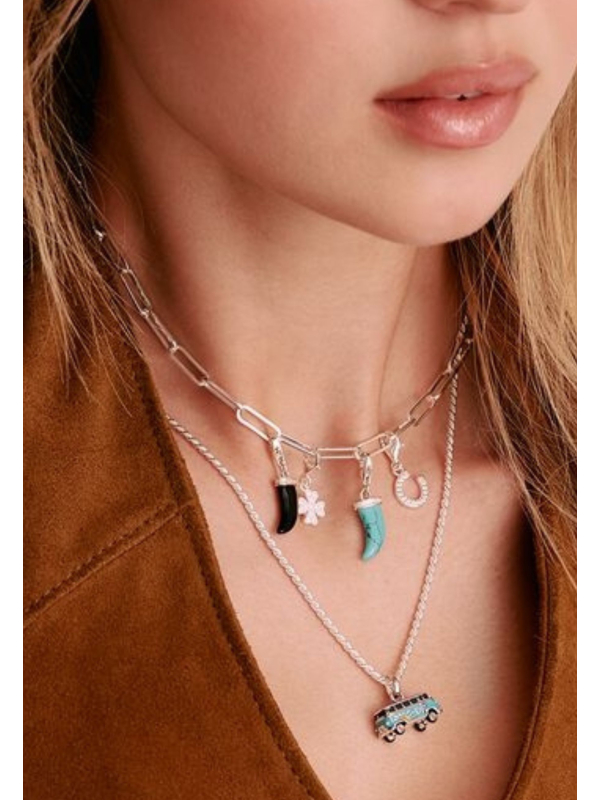 Pendentif Charm Dent Turquoise Original en Argent