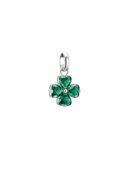 Pendentif Charm Trèfle à Quatre Feuilles Connect en Argent – Vert