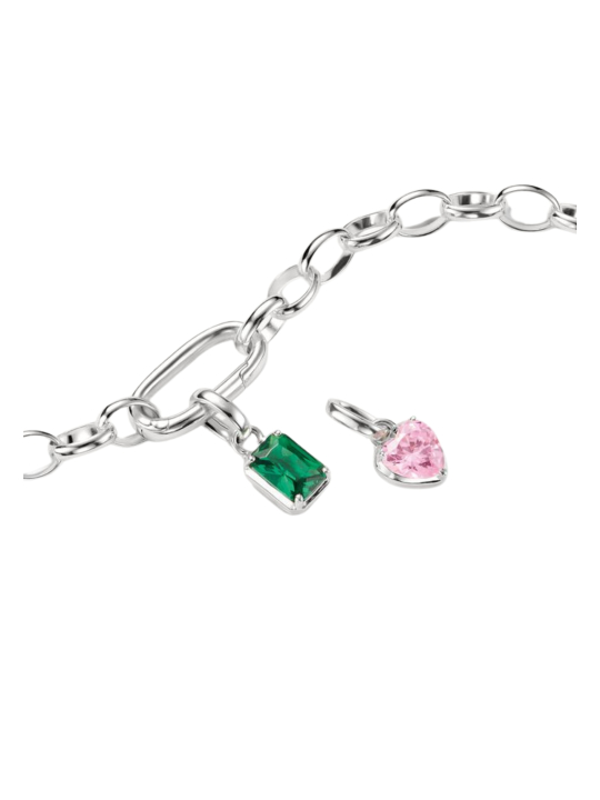 Silver Charm Pendant Birthstone May Connect