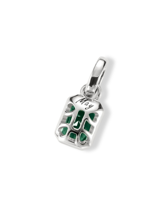 Silver Charm Pendant Birthstone May Connect