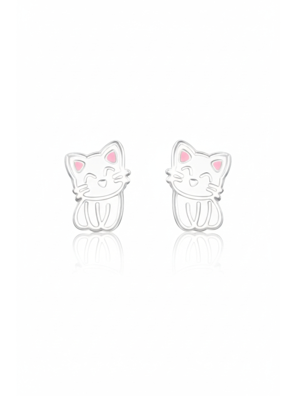 Kinder Ohrstecker Katze aus 925 Sterling Silber