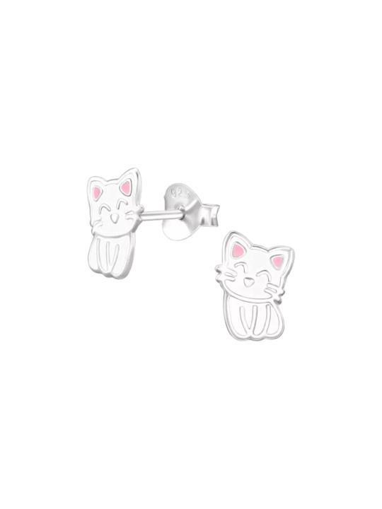 Kinder Ohrstecker Katze aus 925 Sterling Silber
