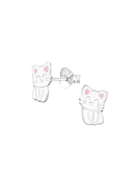 Boucles d’Oreilles Enfant Chat en Argent Sterling 925