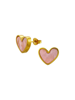 Maxte SES-1456 Heart Stainless Steel Gold Color Ear… | Diademita