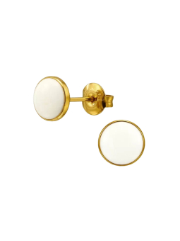 Maxte SES-1461 Stainless Steel Gold Color Ear Studs with… | Diademita