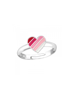 Bague Silver Heart Adjustable Ring With Epoxy