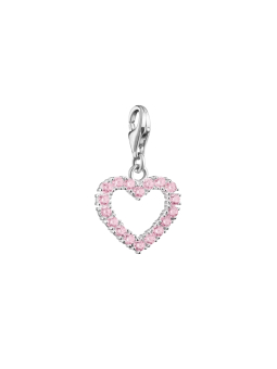 Silver Charm Pendant Pink Heart