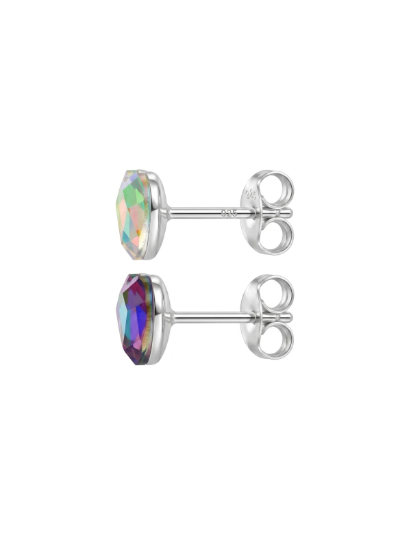 Ohrstecker aus Sterlingsilber für Kinder mit Regenbogen-Kristallherz