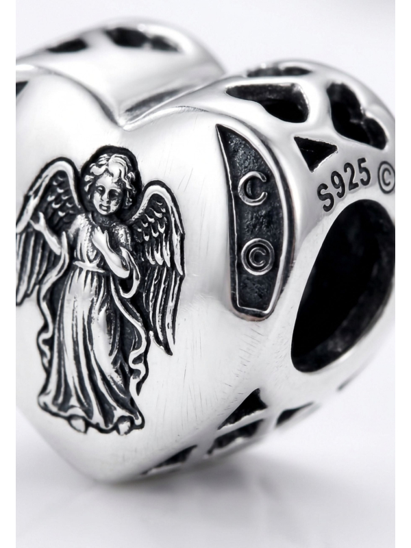 Maxte BD-JB4759-OX Silver Heart Angel Bead Charm | Diademita