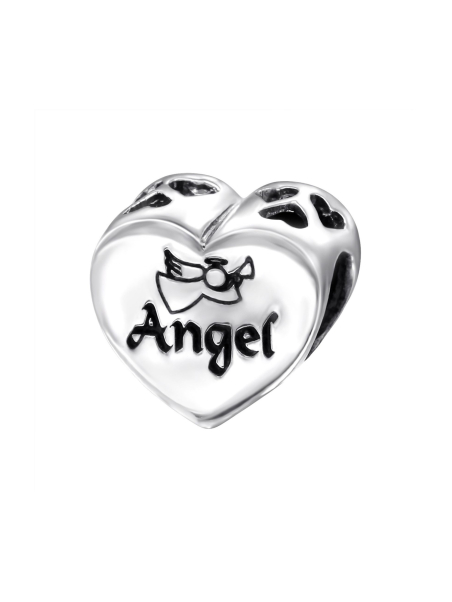 Maxte BD-JB4759-OX Silver Heart Angel Bead Charm | Diademita