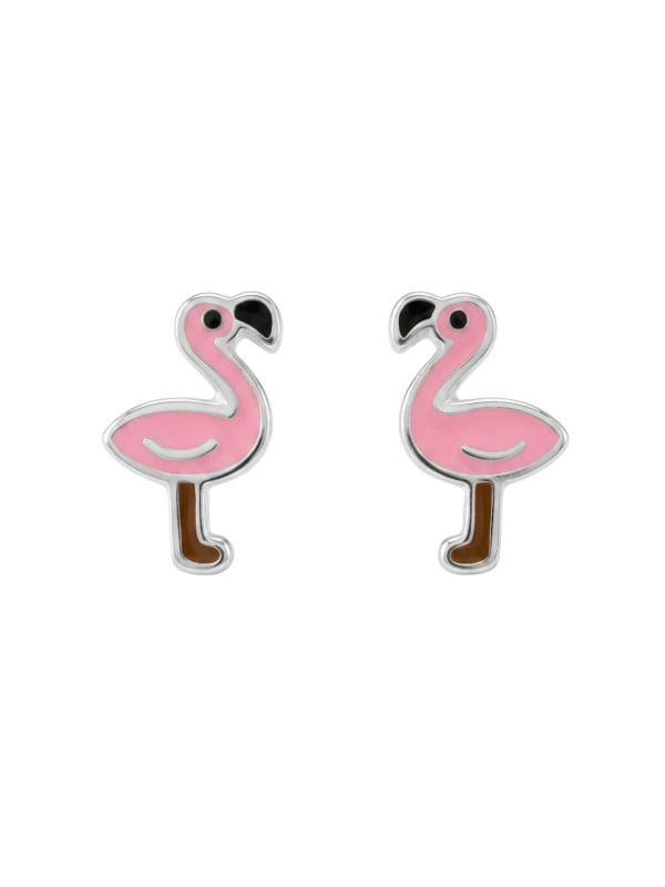 Maxte ES-APS1930-N2 Childrens Silver Flamingo Ear Studs… | Diademita