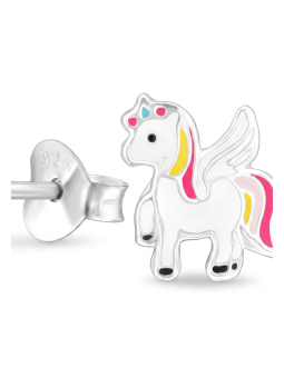 Kinder-Ohrstecker Einhorn aus Sterling Silber mit Epoxidharz