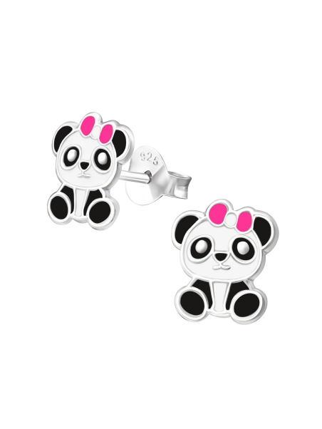 Maxte ES-APS1766-N2 Childrens Silver Panda Ear Studs… | Diademita