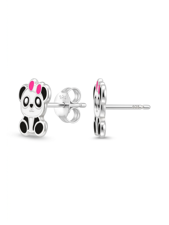 Maxte ES-APS1766-N2 Childrens Silver Panda Ear Studs… | Diademita
