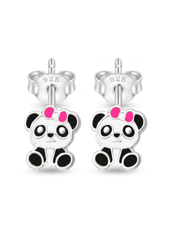 Maxte ES-APS1766-N2 Childrens Silver Panda Ear Studs… | Diademita