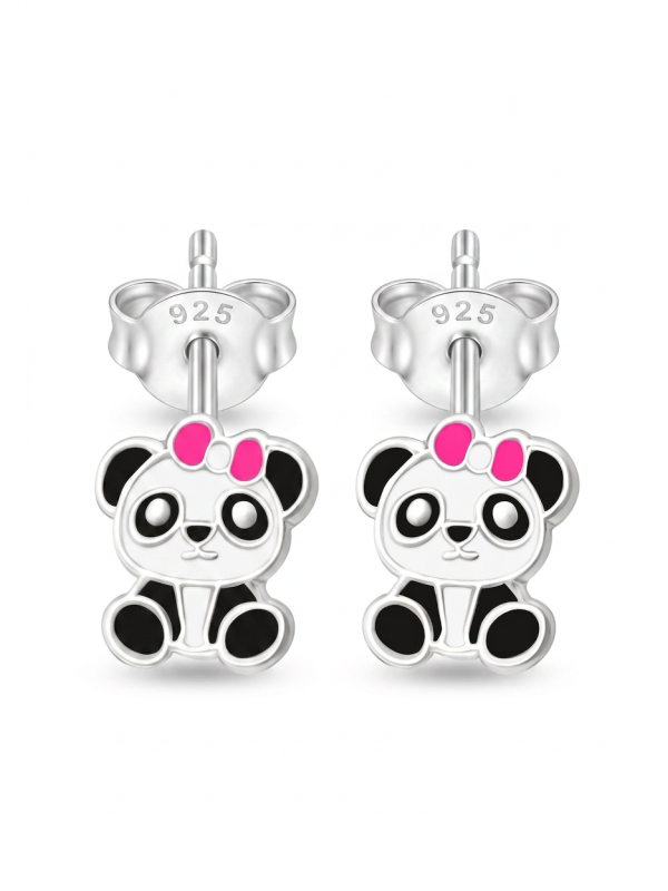 Maxte ES-APS1766-N2 Childrens Silver Panda Ear Studs… | Diademita