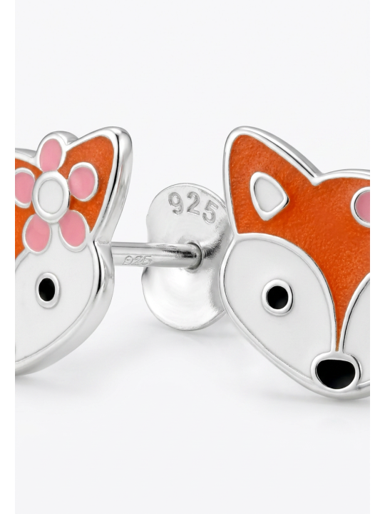 Maxte ES-APS4134-N2 Childrens Silver Fox Ear Studs With… | Diademita