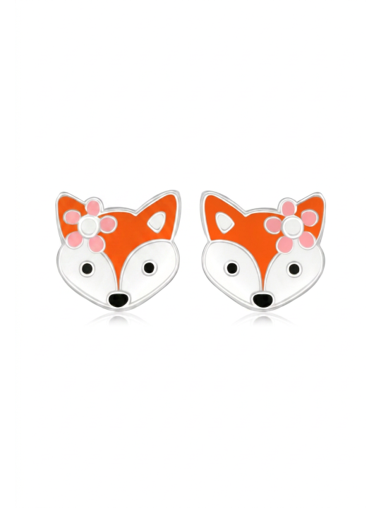 Maxte ES-APS4134-N2 Childrens Silver Fox Ear Studs With… | Diademita