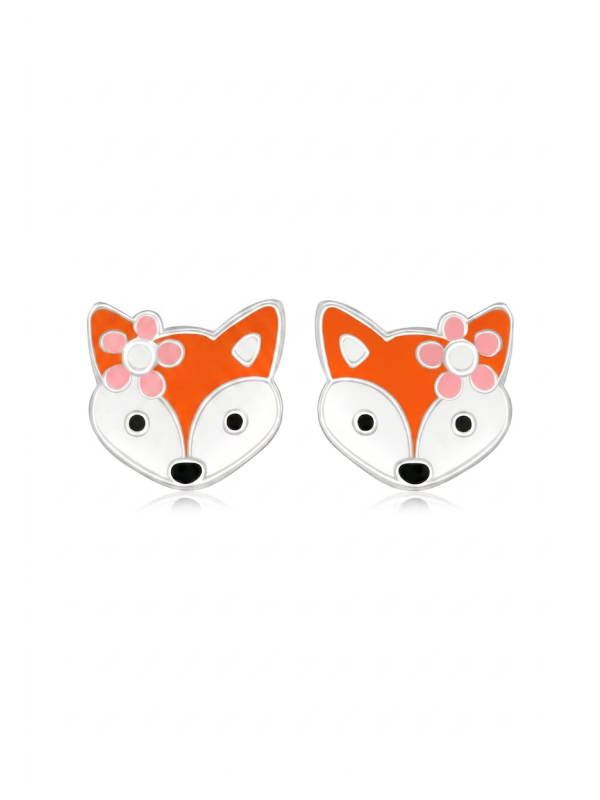 Maxte ES-APS4134-N2 Childrens Silver Fox Ear Studs With… | Diademita