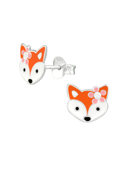 Maxte ES-APS4134-N2 Childrens Silver Fox Ear Studs With… | Diademita
