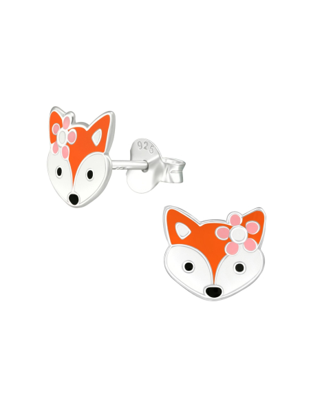 Maxte ES-APS4134-N2 Childrens Silver Fox Ear Studs With… | Diademita