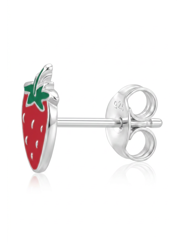 Maxte ES-APS1632-N2 Childrens Silver Strawberry Ear Studs | Diademita