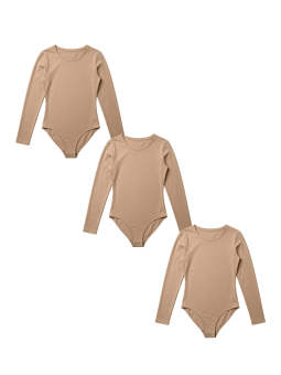 BASIC MAX Langarm Body Frauen 3er Pack – Beige