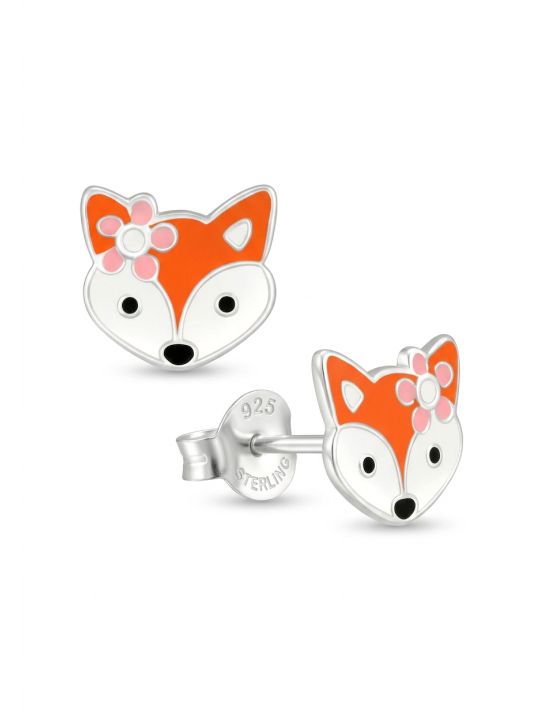 Maxte ES-APS4134-N2 Childrens Silver Fox Ear Studs With… | Diademita