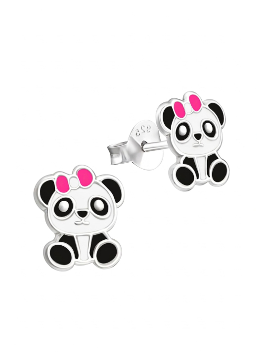 Maxte ES-APS1766-N2 Childrens Silver Panda Ear Studs… | Diademita