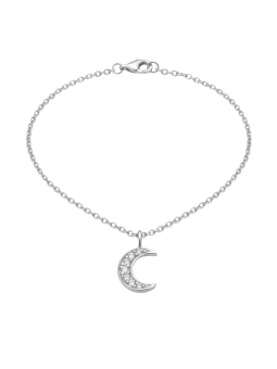 Silberne Mond-Halskette mit Zirkonia – Silver
