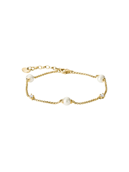 Gold-Plated Pearl & Zirconia Bracelet – Gold