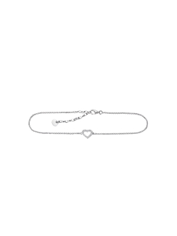 Silver-Plated Heart & Zirconia Anklet – Silver