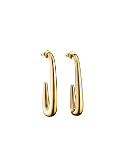 Gold-Plated Elongated Open Earrings – Gold